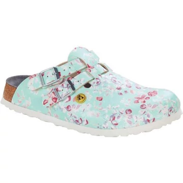 BIRKENSTOCK Kay ESD Birko-Flor női munkavédelmi papucs, szűkített, szűkített, türkiz-virág 35