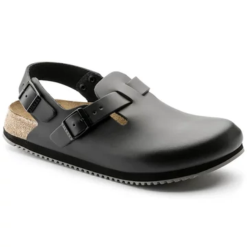 BIRKENSTOCK TokioSuper Grip Natural Leather munkavédelmi papucs, normál szűkített, fekete 35