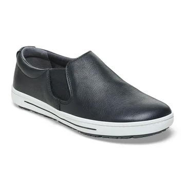 BIRKENSTOCK QO 400 NL Natural Leather munkavédelmi cipő O2, fekete fehér talppal 35
