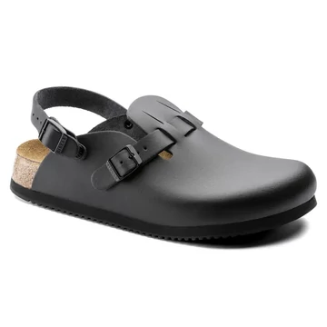 BIRKENSTOCK Kay SL Soft Footbed Natural Leather munkavédelmi papucs, szűkített, fekete 35