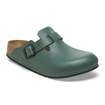 BIRKENSTOCK Boston PRO Natural Leather munkavédelmi papucs, szűkített, zöld 35