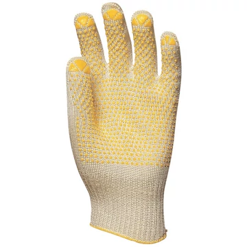 4450 KÖTÖTT VÉKONY FEHÉR ABRALON/NYLON KESZTYŰ, SÁRGA PÖTTYÖS_7