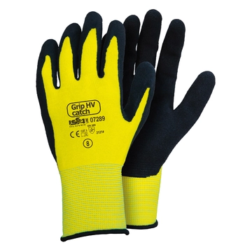 Grip Hv Catch latexba mártott nylon munkavédelmi kesztyű jól-láthatósági sárga