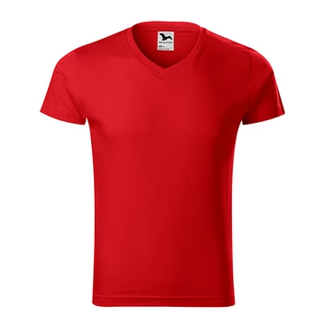 Slim Fit V-neck póló férfi piros S