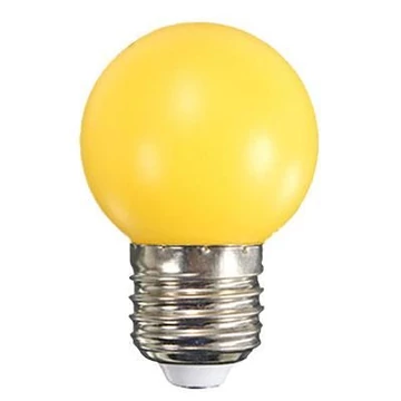 SZÍNES LED GÖMB 1W E27 SÁRGA@