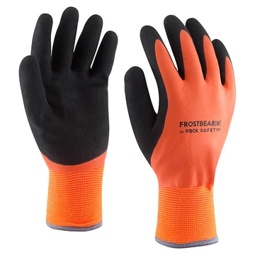 FROSTBEAR(W) (korábban: L3036) Narancssárga, bélelt, csuklóig vízálló kesztyű, fekete latex mártással