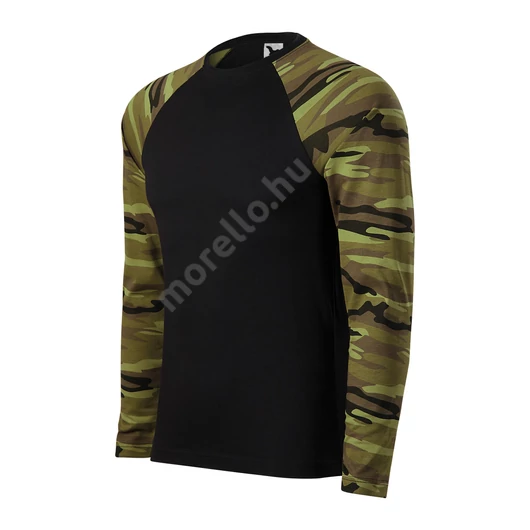 Camouflage LS póló unisex zöld terepszín XS