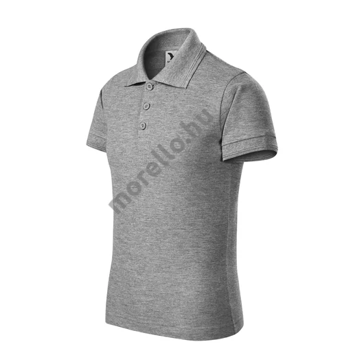 Pique Polo galléros póló gyerek sötétszürke melírozott 158 cm/12 éves