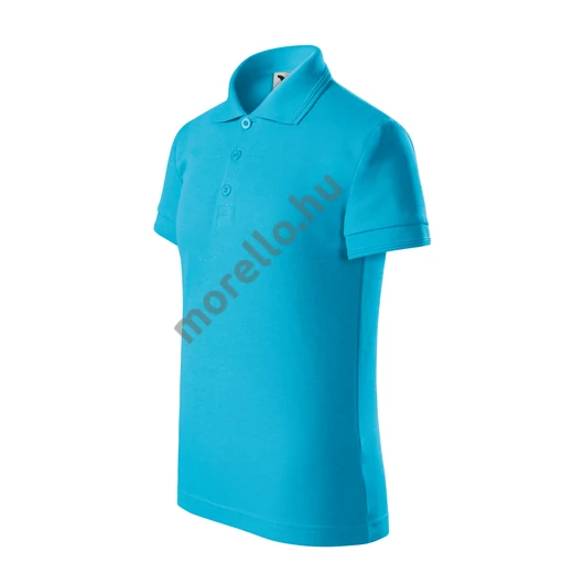 Pique Polo galléros póló gyerek türkiz 158 cm/12 éves