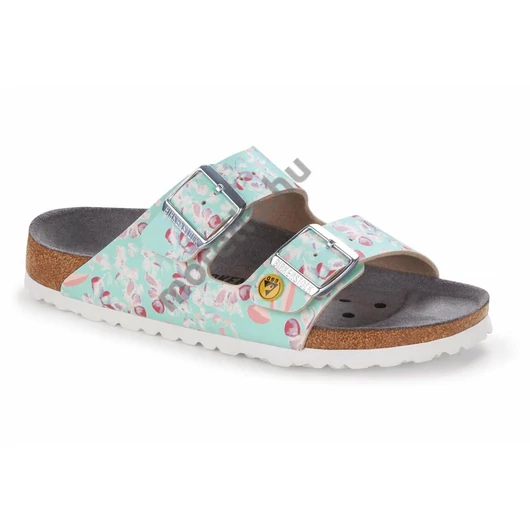 BIRKENSTOCK Arizona Birko-Flor ESD munkavédelmi papucs, szűkített, türkiz/virág 35