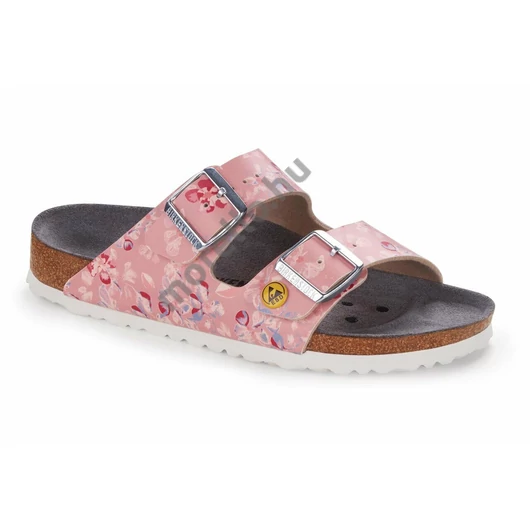 BIRKENSTOCK Arizona Birko-Flor ESD munkavédelmi papucs, szűkített, rózsaszín/virág 35