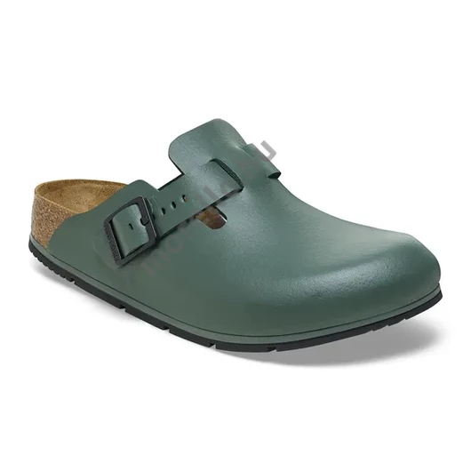 BIRKENSTOCK Boston PRO Natural Leather munkavédelmi papucs, szűkített, zöld 35