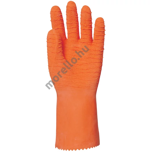 3818 MÁRTOTT NARANCS KREPP LATEX MUNKAVÉDELMI KESZTYŰ,ÉRDES,VEGYSZERÁLLÓ,32CM_8