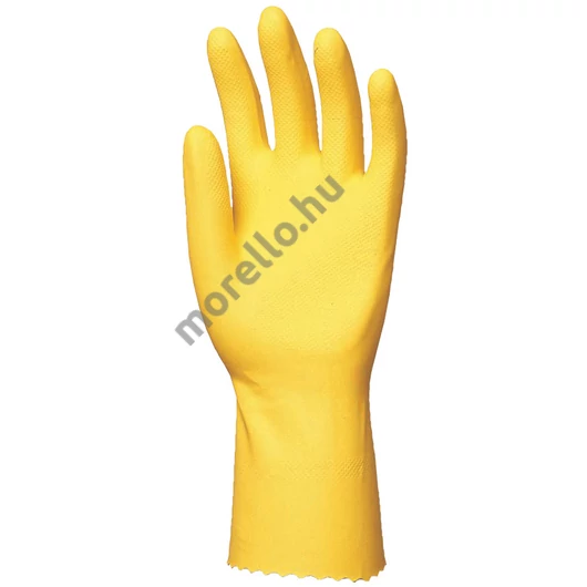 5027 HTG SÁRGA GUMIKESZTYŰ, 30CM/0,5MM, PAMUTBOLYHOZOTT BELSŐ_S