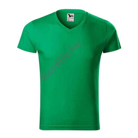 Slim Fit V-neck póló férfi fűzöld S