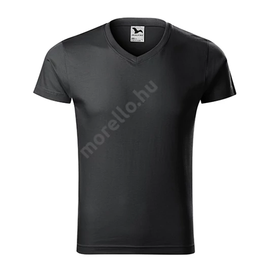 Slim Fit V-neck póló férfi ébenszürke S