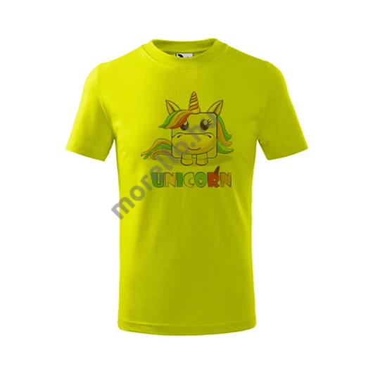 Unikornis póló gyerek lime 158 cm/12 éves