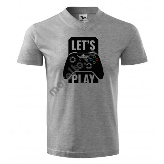 Lets play póló unisex sötétszürke melírozott S