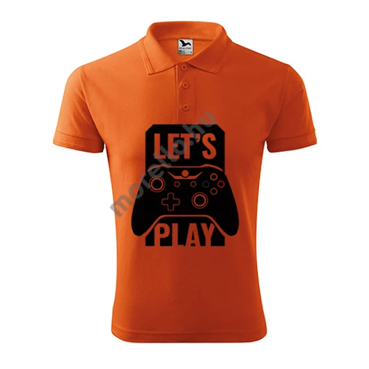 Lets play galléros póló férfi narancssárga S