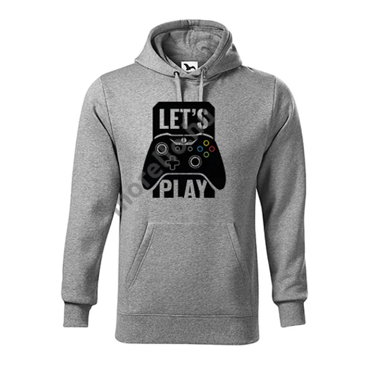 Lets play kapucnis pulóver férfi sötétszürke melírozott 3XL