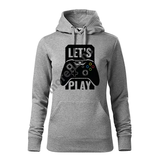 Lets play kapucnis pulóver női sötétszürke melírozott S