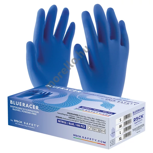 Nitril kesztyű, púder mentes (100db/doboz),0.07mm, 3.6g, kék