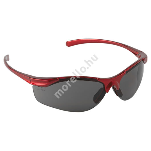 Munkavédelmi szemüveg, szürke lencsével, piros kerettel